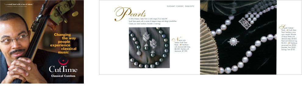 print design by Eric Keller Design for CutTime Productions and jeweler's catalogue