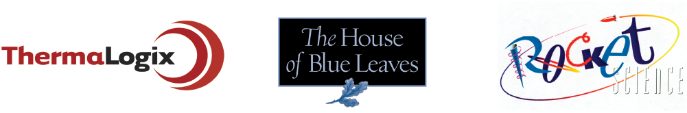 logo designs by Eric Keller Design - ThermaLogix, The House of Blue Leaves, Rocket Science