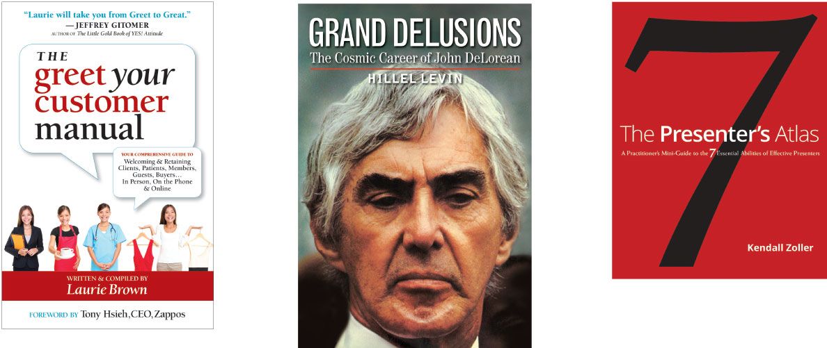 book designs by Eric Keller Design - The Greet Your Customer Manual, Grand Delusions, The Presenter's Atlas